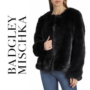 ✨️NEW✨️ Badgley Mischka - Black Faux Fur Jacket - Size S